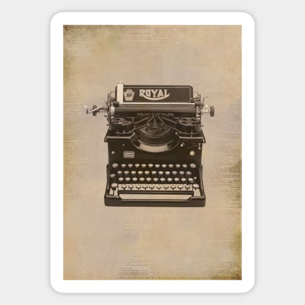 Monochrome black & white Vintage typewriter faded effect. Gift for writer. Sticker by madhatdesigns